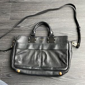 Rag and bone black leather purse with gold and brass detailing